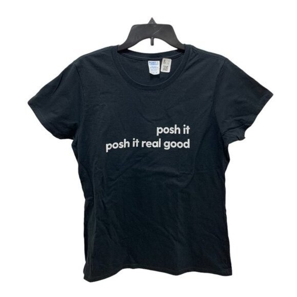 The Lulu Darling Tops - Posh It NEW Posh Merch Black and White Graphic Women's T-Shirt, Large
